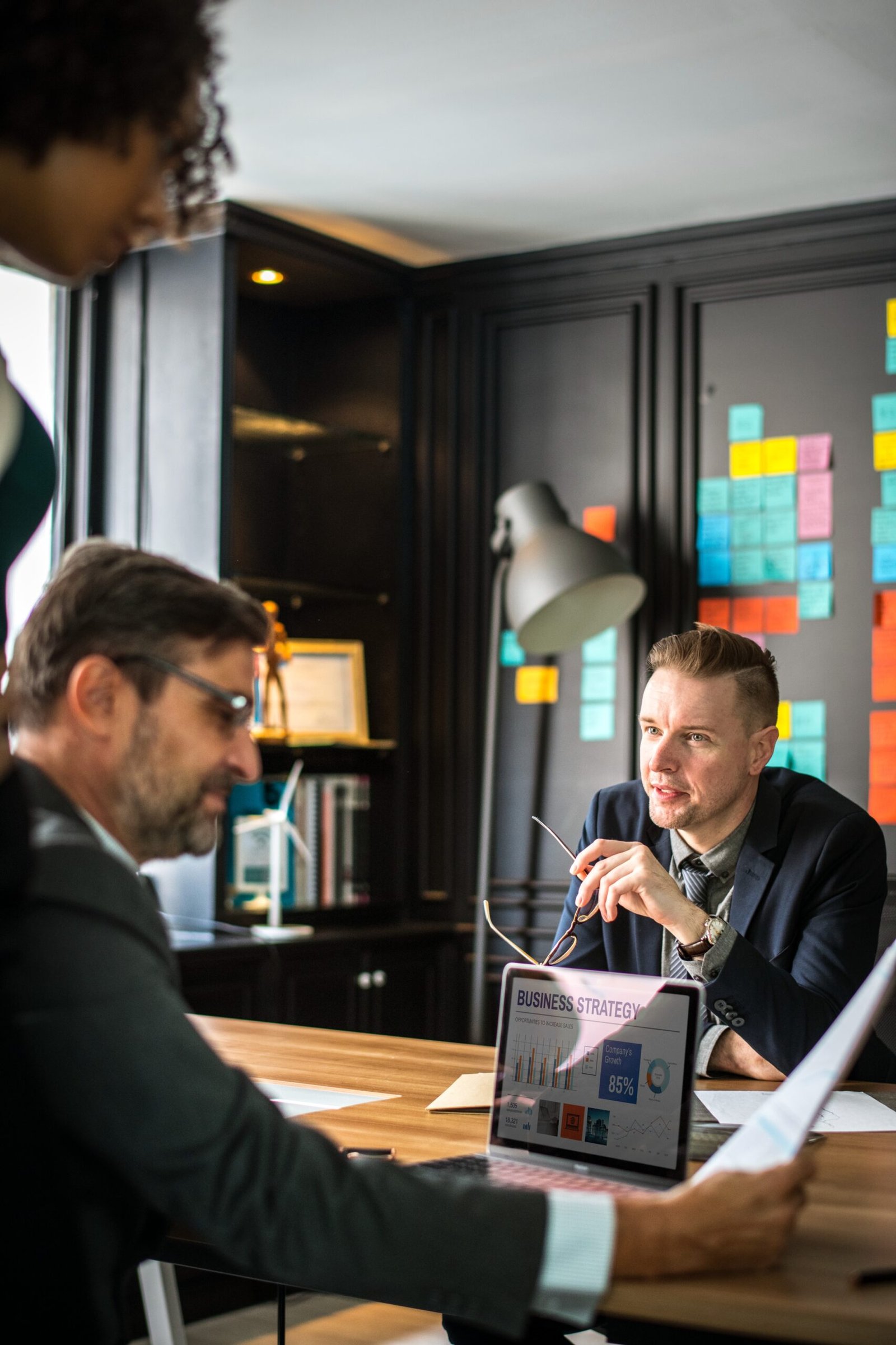 Business meeting with strategy presentation