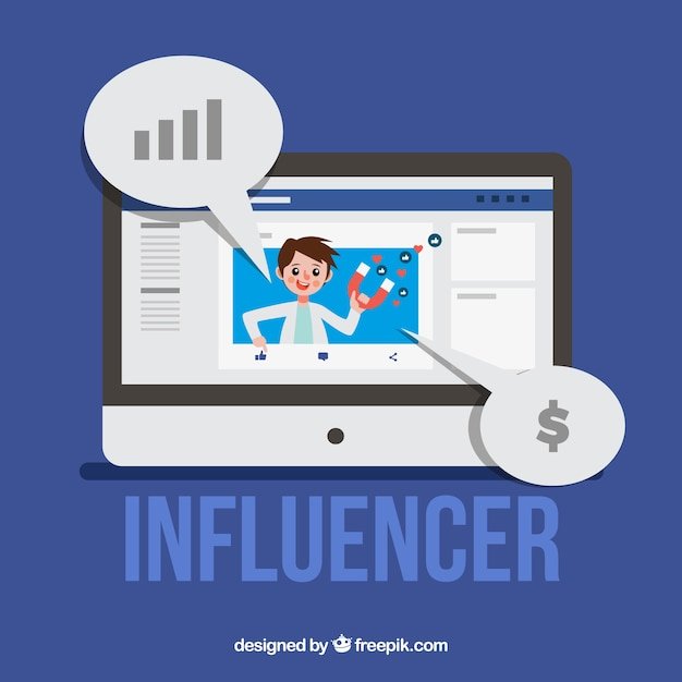 Social media influencer marketing concept illustration