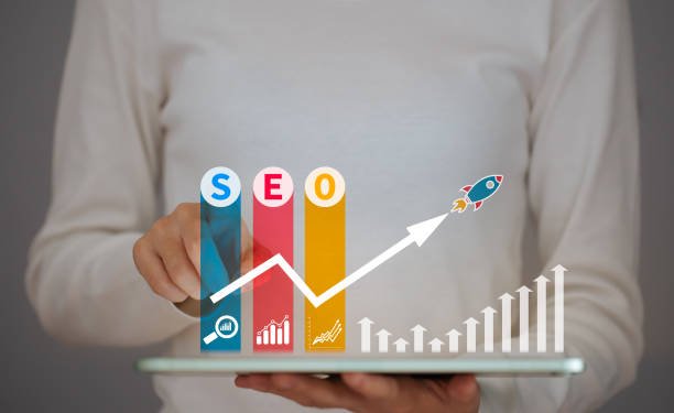 SEO growth chart with rocket