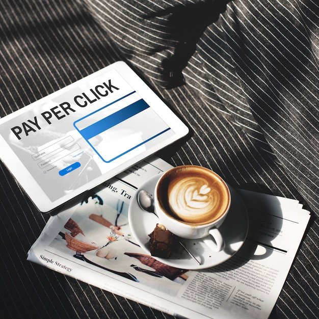 Tablet with pay-per-click, coffee